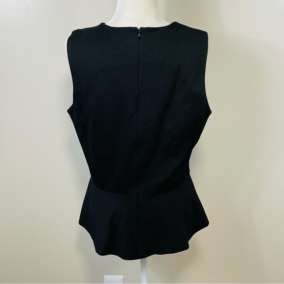 J. McLaughlin Black & White Grid Print Knit Peplum Blouse - XL - Picture 7 of 9